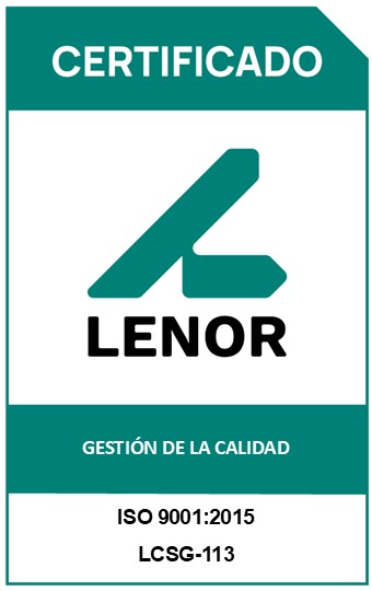 Sello de certificación LENOR – Gestión de la Calidad ISO 9001:2015, certificado LCSG-113
